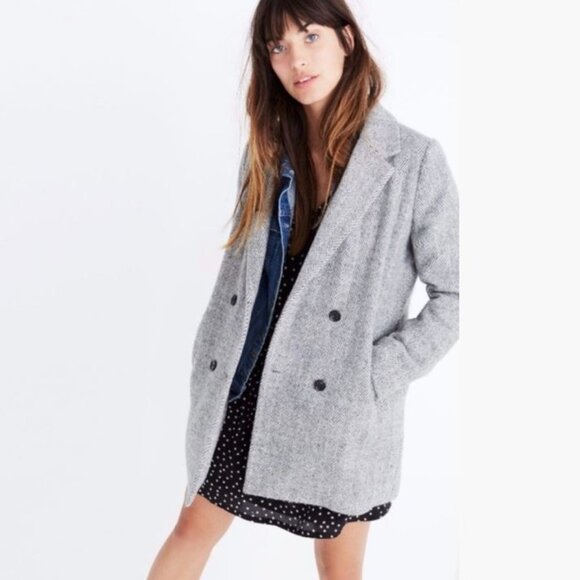 Madewell || Gray Herringbone Blazer Jacket - Picture 4 of 12
